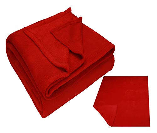 Betz Teddy Wohndecke Kuscheldecke XXL Größe 150 cm x 200 cm Farbe rot