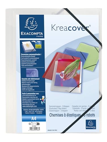 Pochettes 3 rabats plastiques A4 Exacompta 55188E chemises élastiques transparentes
