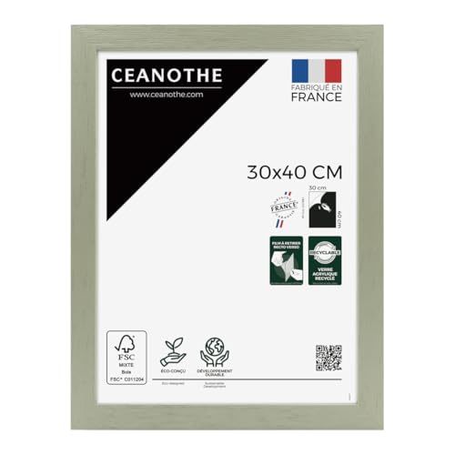 Ceanothe Cadre Photo 30x40 cm Vert clair Bois FSC Décoratif ConvientA4 Collection Karma Verre acrylique Incassable Fabriqué en France