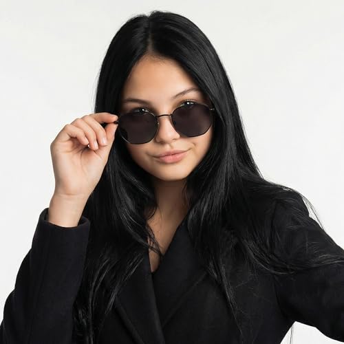 Image of VINCENT CHASE EYEWEAR Polarized and 100% UV Protected | Branded and Stylish Sunglasses | Matte Black - Grey Full Rim Round | For Men & Women | Medium | VC S18682
