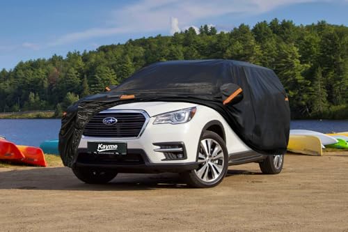 Image of Kayme 7 Layers SUV Car Cover Custom Fit for Subaru Ascent (2018-2025) Waterproof All Weather for Automobiles,Outdoor Full Cover Rain Sun UV Protection.Black