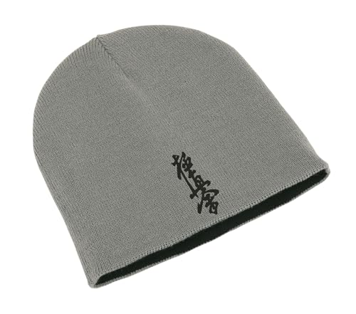 Kyokushin Karate Kanji Martial Unisex Bordado Doble Capa Beanie Gorro de Invierno Arte, gris, Talla única