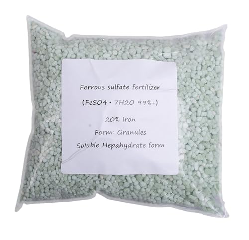 Ferrous Sulfate Heptahydrate FeSO4·7H2O Fertilizer Includes 20% Iron (Fe) 12% Sulfur Water Soluble Powder- Organic Fertilizer and Plant Food to Help Correct Iron Deficiency (0.9, Pounds)