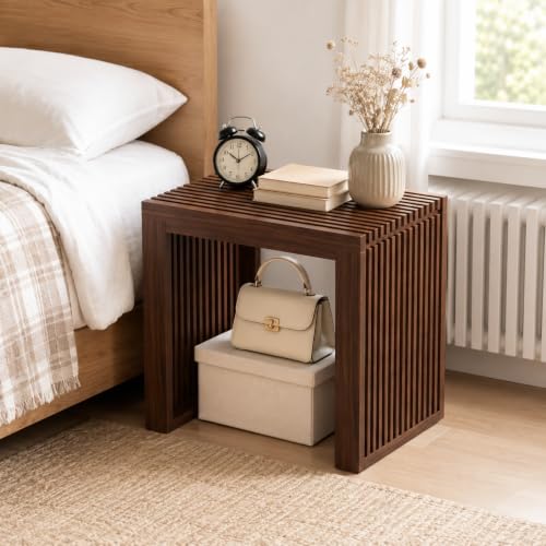 Image of APRTAT Bamboo Dining Bench 17-Inch Indoor Wood Shoe Rack Bench for Entryway | Easy Assemble, Sturdy & Durable,Slatted Design,Versatile Everyday Seating,Living Room Hallway Bedroom Bathroom