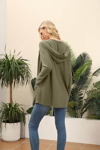 Image of VIISHOW Womens Lightweight Casual Hoodie Cardigans Open Front Waffle Knit Long Sleeve Outwear Coat with Pockets