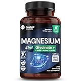 Magnesium Glycinate 4-in-1 Complex 2000mg - High Strength Magnesium Supplements - Bisglycinate,Citrate, Malate, Oxide - 360 Capsules 381mg Elemental - Vegan UK Made By New Leaf