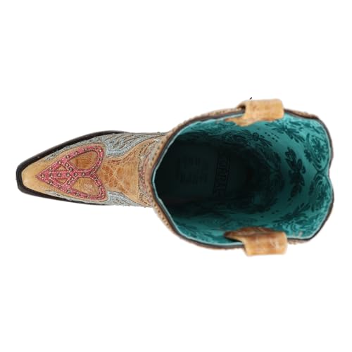 CORRAL LADIE'S SAND HEART & WINGS OVERLAY & EMBROIDERY & STUDS, SNIP TOE, LEATHER SOLE, WESTERN, A42354