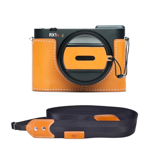 TP Original SONY RX1R3 RX1RM3 Mark III M3 専用 ハンドメイド+Rカメラストラップ 本革 ボディケース ハーフカメラケース バッグ カバー 電池交換便利 底面開閉 手作り 専用対応カメラカバー (イエロー)