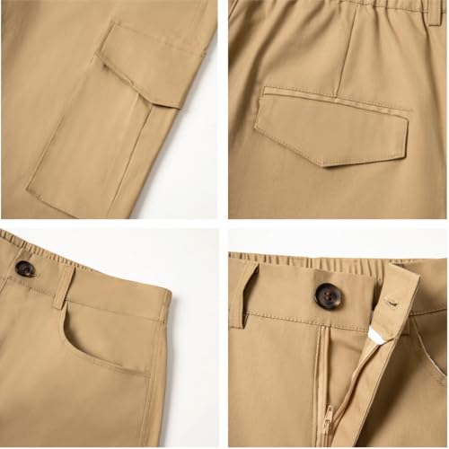 AIFARLD Men's Cargo Pants Work Pants Lightweight Relaxed Fit Stretch Joggers Hiking Travel Casual with Pockets Khaki4