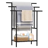 YUNSCEND Free Standing Towel Racks for Bathroom, 3-Layer Towel Drying Rack with Storage Rack, Black Metal Towel Rack Stand, 12' W x 25.8' L x 39.4' H, UXJMJ002B