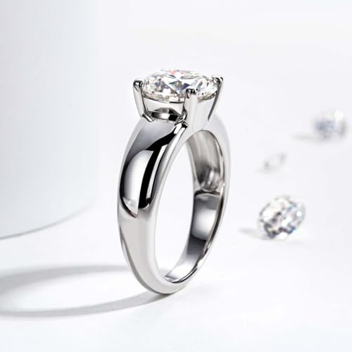 Moissanite Engagement Ring, 3CT D Color Solitaire Moissanite Rings 14K Gold Plated 925 Sterling Silver Moissanite Wedding Band Promise Rings for Women with Certificate3