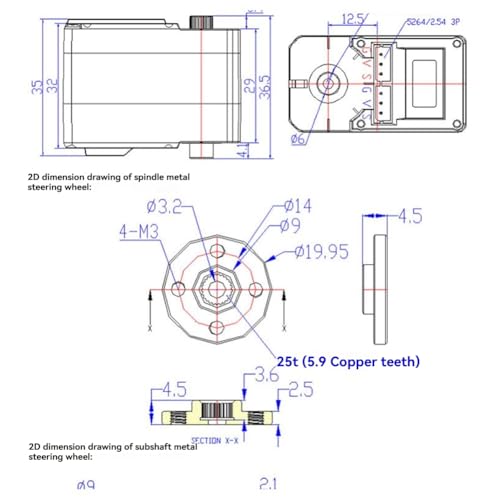 Servo haute précision STS3215 couple 19KG à contrôle numérique