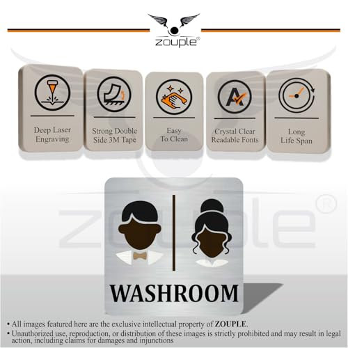 Image of MALE-FEMALE, HE-SHE, Washroom Sign, 6x6 Inch, Durable Steel, Self-Adhesive
