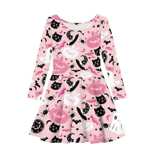 Halloween Dress for Girls Long Sleeve Dresses Crewneck Activewear for Holiday Party 3-16Y