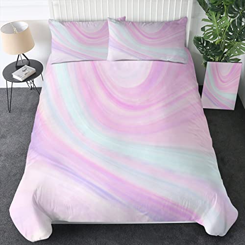 Sleepwish Unicorn-Inspired Bedding Set Marble Pastel Bed Set Purple Blue Pink Ombre 3 Piece Duvet Cover Set for Kids Girls Adults Women (Twin)