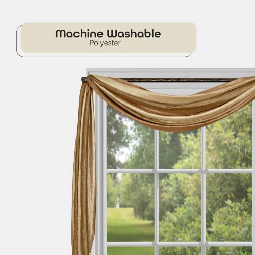 Sheer Window Scarf Valance - 50 Inch Width X 144 Inch Length (Sandstone) - Light Filtering Polyester Curtain Scarf - Lightweight Drapes For Living Room, Bedroom & Dining Room By Achim Home Decor #TOP2