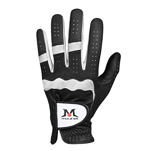 Mazel Premium Men's Golf Gloves Left Hand,Hot Wet Weather Sweat-Absorbing,Fit Size S M L Xl (Black, M) #TOP14
