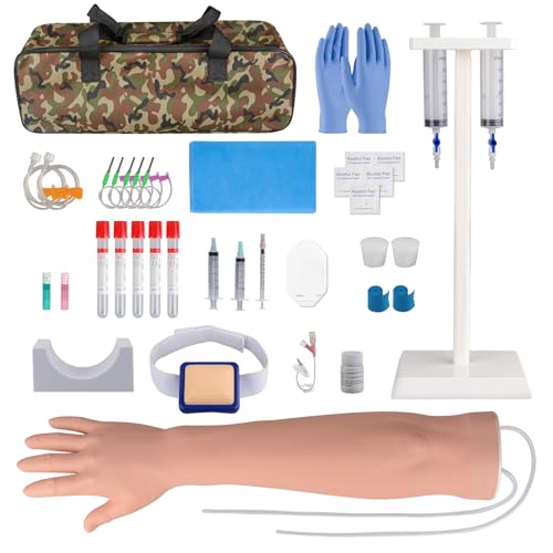 SimCoach Phlebotomy Practice Kit for Injection Training, IV Practice Kit with Phlebotomy Arm, Venipuncture and Blood Draw Practice Kit for Medical Students