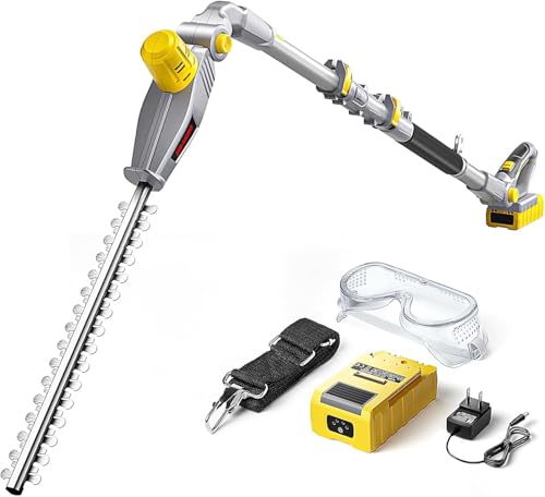 ZXCVBNMQ Cortasetos inalámbrico con pértiga de extensión, Cuchillas Dobles de 410 mm, Capacidad de Corte de 16 mm, diseño Ajustable, Recorte eficiente