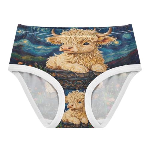 Cute Baby Highland Cow Basket Van Gogh Starry Night Toddler Girls's Underwear 2T 202b8586