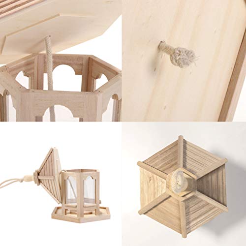 VILLCASE Alimentador de PÃ¡ssaros Alimentador de PÃ¡ssaros Hexagonal de Madeira Ã  Prova de Esquilos