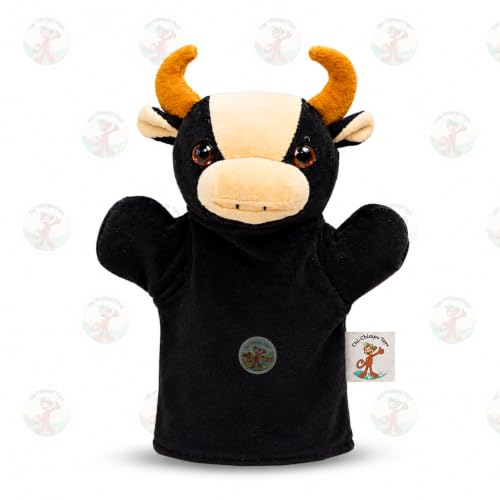 Image of Buffalo Hand Puppet for Kids | Soft Plush Animal Puppet | Educational Storytelling Toy | Interactive Role Play | Preschool Learning | Gift for Boys & Girls