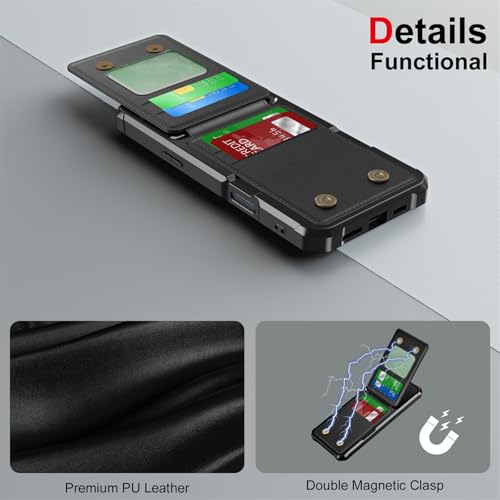 Housse portefeuille iPhone 16 Pro Max en cuir synthétique noir premium