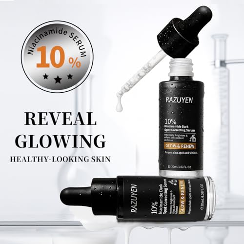 RAZUYEN 10% Niacinamide Serum, Panthenol, Arbutin Face Serum to Help Improve Uneven Skin Tone and Soothing Skin, Hydrating Serum for Radiant Skin, 30 ml