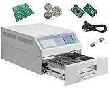 BLOSSS Reflow-Ofen 1500 W T962A Automatische Reflow-Lötmaschine 300 x 320 mm Professionelle Infrarotheizung Lötmaschine mit Heißluftzirkulation für PCB SMT-Löt-Proofing
