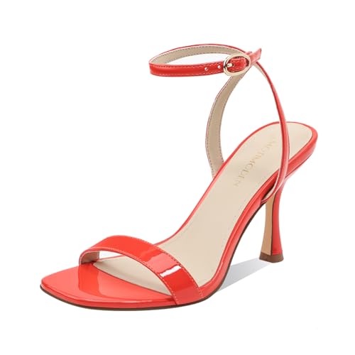 Women's Sandals Open Square Toe Sandals Ankle Strap High Kitten Heels Stilettos Square Open Toe Dressy Sexy Shoes for Women Chic Heeled Sandals