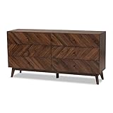 Baxton Studio Hartman Mid-Century Modern Walnut Brown Finished Wood 6-Drawer Dresser