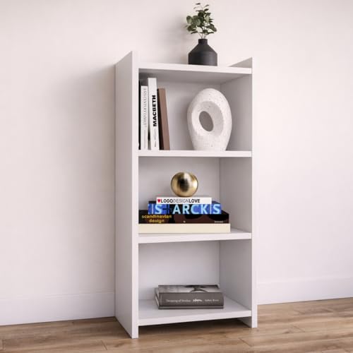 Image of ECOLINE Book Shelf for Home Library with Assembly | Laminated Engineered Wood Storage Rack for Living Room, Office, Kitchen, Bedroom (White, 3 Layer)