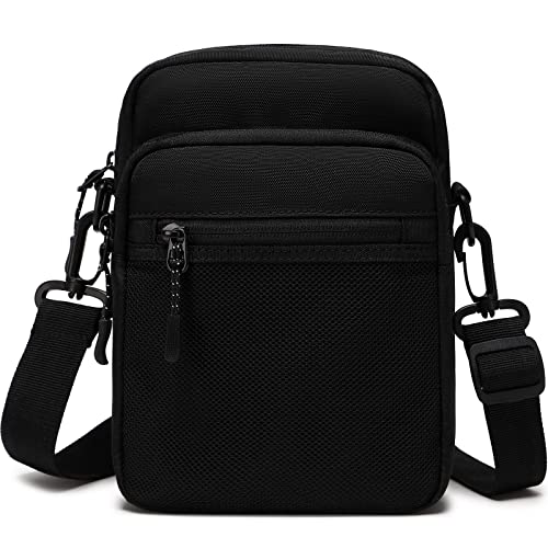 Lohol Klein Umhängetasche für Herren & Damen, Schultertasche Messenger Bag Sling Tasche Crossbody Tasche für Arbeit Reise Alltagsleben (Schwarz