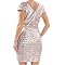 Dress The Population Zoe Sequin Mini Dress - Cap Sleeve Plunging Neckline Party Dress