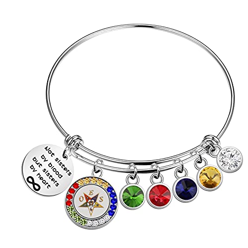 HOLLP Order of The Eastern Star OES Sorority Jewelry Not Sisters by Blood But Sisters by Heart Bracelet Sister Gift for Sorority Women Girls (Bracelet-1)