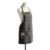 CACHIL Denim Bib Apron Adjustable Straps Cooking Apron Kitchen Apron With 5 Pockets for Coffee Chef