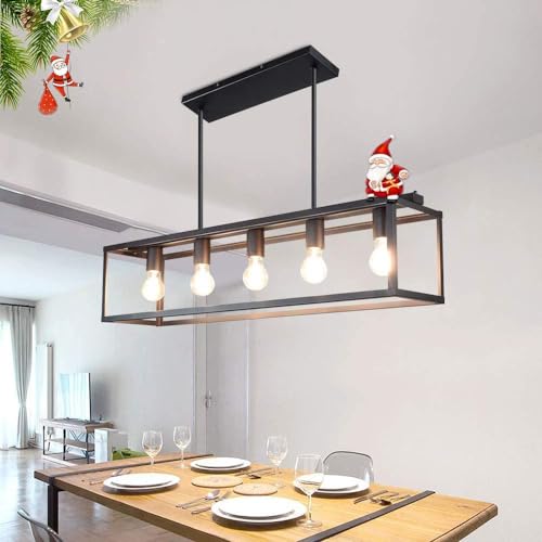 Depuley Vintage Pendelleuchte mit 5 Flammig, LED Hängelampe Esstisch Eisen, E27 Fassung, 5 * 6W Leuchtmittel, Hängeleuchte Küchenlampe Industrial für Wohnzimmer Restaurant Cafe Bar(6W Birne inkl.)