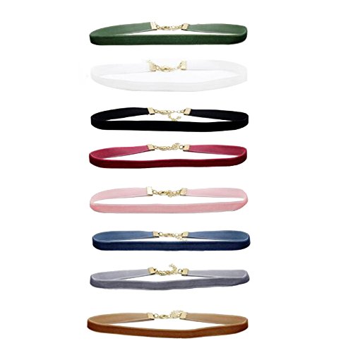 Preisvergleich Produktbild Skitic Modeschmuck Halskette Velvet Choker Kette Gotik Samtkragen Halsketten Samt Klassisches Halsband Kragen Set für Damen Frauen Mädchen (Mehrfarbig, 8 Stück) Breite 10mm
