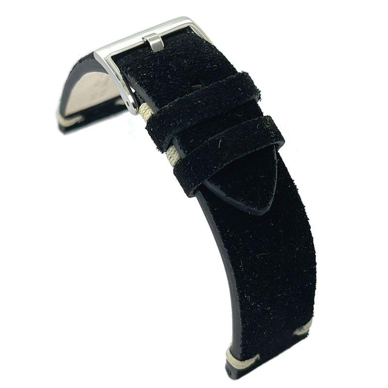 Bracelet de montre cuir nubuck artisanal Diloy au profil plat épuré