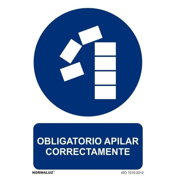 Señal que indica Obligatorio Apilar Correctamente, con tintas UV SEKURECO