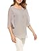 ACEVOG Womens Casual Scoop Neck Loose Top 3/4 Sleeve Chiffon Blouse Shirt Tops (L, Grey)