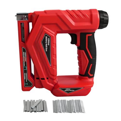 Cordless Brad Nailer Compatible with Milwaukee M18 18V Battery, 2-in-1 Cordless Nail Gun Staple Gun with Depth Adjustment Knob, 1000 Nails and 1000 Staples for Woodworking