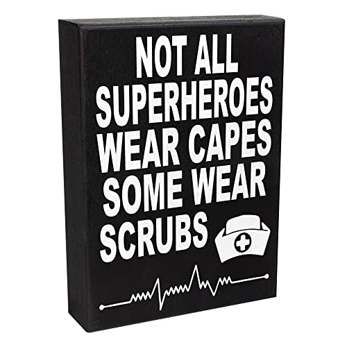 Jennygems Nurse Gifts, Nurse Appreciation, Not All Superheroes Wear Capes Some Wear Scrubs Wooden Sign, Made In Usa #TOP6