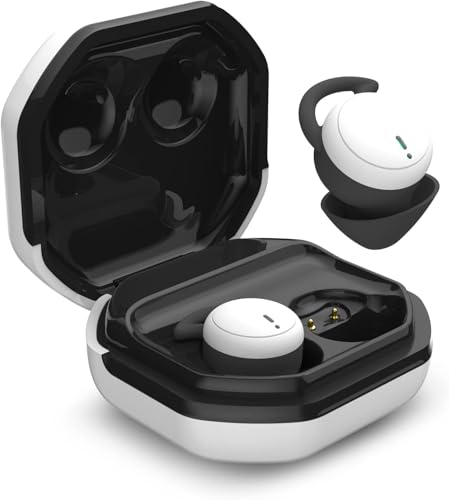 ATHRZ Sleep Earbuds, Canal Noise Isolating Sleep Headphones Mini Wireless In ear Sleep Earphones Bluetooth 5.3 Comfortable Small Ultra Soft & Lightweight,Side Sleeper, Snoring (White-Black)
