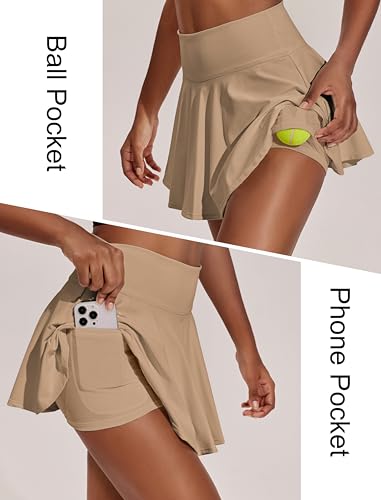 Image of PINSPARK Womens Tennis Skirt Pleated Athletic Skirts with Pockets Shorts High Waisted Golf Skort for Workout Pickleball