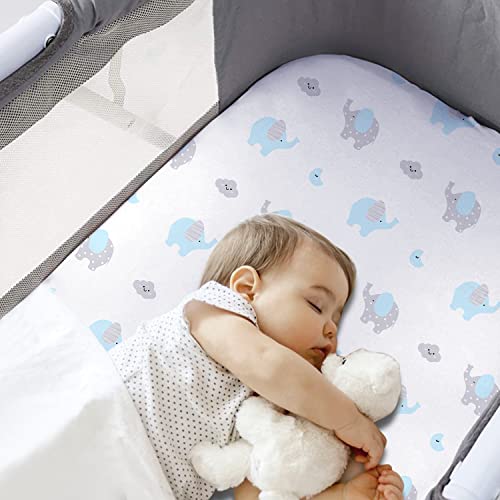 Plushii Bassinet Sheets For Baby Boys 3 Pack, 32"X 16" Extra Soft Microfiber Bassinet Sheet Universal For Oval Rectangle And Hourglass Bassinet Mattress, Dinosaur & Blue Elephant & Stars #TOP3