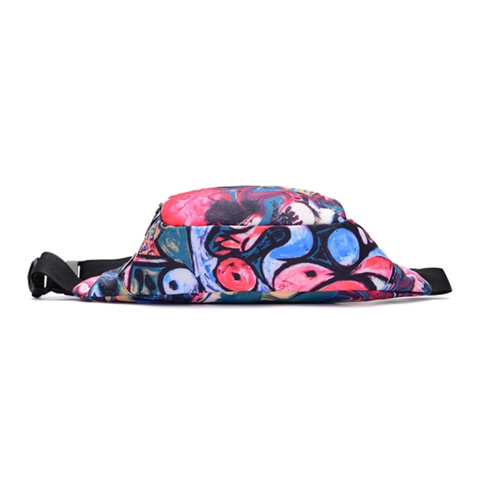 JEWEDECO Riñonera para Mujer y Antirrobo, Bolsa de Cintura Deportiva Estampado Artístico y Material de Poliéster y Lona, Adecuado para Deportes al Aire Libre y Ciclismo