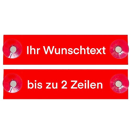Hinweis Schild Saugnapfschild Wunschtext Gravur Rot Kunststoff 200x50mm (IHR WUNSCHTEXT)