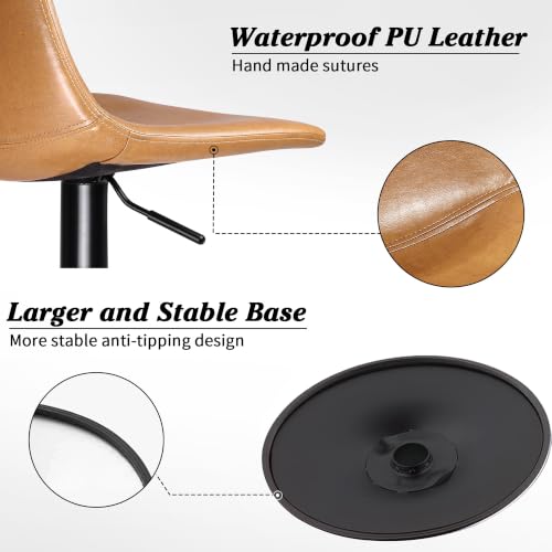 Image of Waleaf Adjustable Bar Stools Set of 4, Modern Faux Leather Swivel Barstools