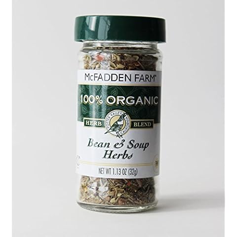 McFadden Farm Organic Bean & Soup Herbs, Seasoning Blend, Grown and packed in the U.S.A., 1.13 oz. in glass jar Cover
